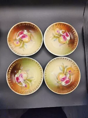 Buy 4  Old Hand-painted Porcelain Plates W/ Fruit, Antique Vintage Bavarian China • 13.97£
