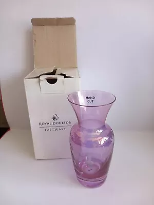 Buy Royal Doulton Giftware Hand Cut Amethyst Urn Vase 15cm- Fuchsia Design • 9.99£