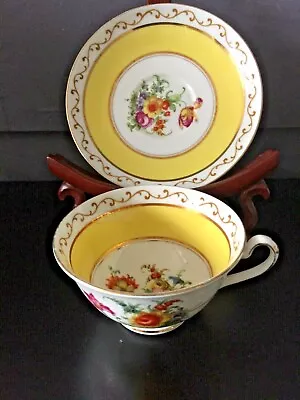 Buy Vintage Foley Bone China Cup & Saucer Yellow White Floral Spray With Gilding  • 34.99£