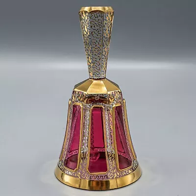 Buy READ Bohemian Cabochon Dinner Bell 5 1/8  Cranberry Red Gilt Moser Style • 79.21£