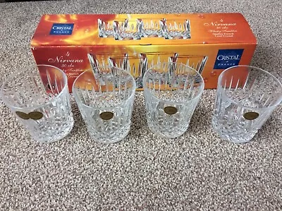 Buy 4 X Cristal De France Nirvana 30cl Lead Crystal Whiskey Tumblers Vintage • 19.99£