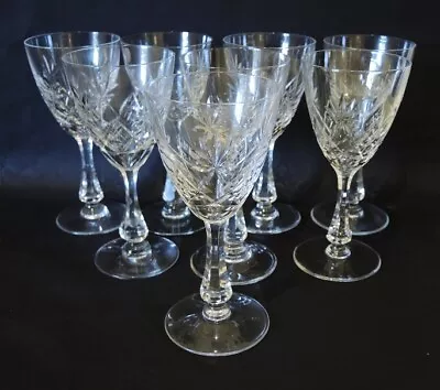 Buy 8 Vintage Val St. Lambert Cut Crystal 'Annette' Wine Glasses Holmegaard 16cm #2 • 100.77£