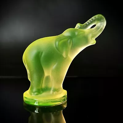 Buy Uranium Elephant Vaseline Yellow Glass Small Figurine Animal H.Hoffmann Art Deco • 74.55£