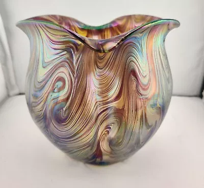 Buy Antique Bohemian Loetz Purple Swirl Iridescent Glass Vase • 559.16£