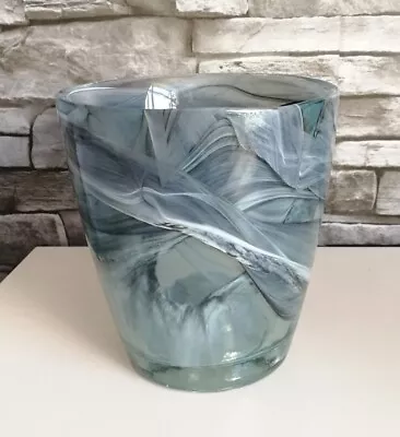 Buy Vintage Glass Vase Heavy Grey Swirl MURANO STYLE • 28£