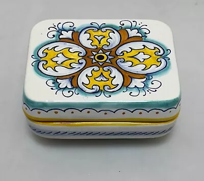 Buy G P Deruta Italy Hand Painted Trinket Box With Lid Very Good Condition • 29£