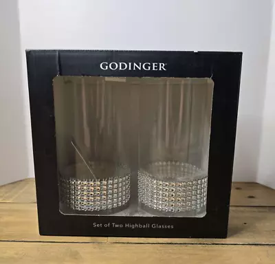 Buy Godinger Crystal Highball Sequined Glasses Tumblers Set Of 2 With Box • 18.64£