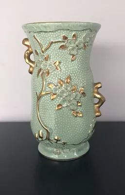 Buy Crown Devon Vase Green Gold Rare Vintage Height 24cm • 12£