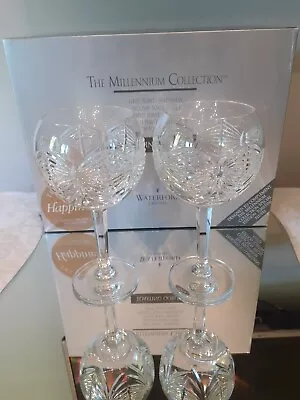 Buy Pair Of Beautiful Waterford Crystal Millennium Collection Goblets - Happiness • 70£