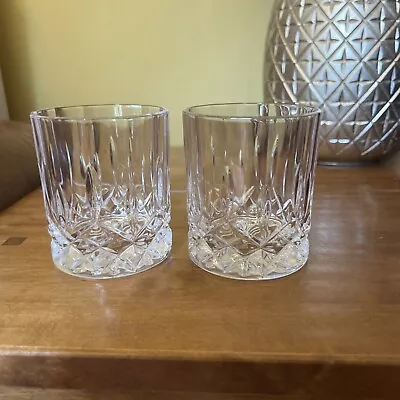 Buy Pair Of Cut Glass Tumblers Whiskey Glasses 4 Inch Tall Heavy • 25£