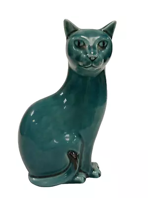 Buy Vintage Poole Pottery Blue Glaze Ceramic Cat Figurine Home Decor  • 9.99£