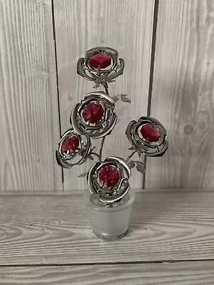 Buy Crystocraft Ornament 5 Mini Red Roses Made With Swarovski Crystals Rose Plant • 29.99£