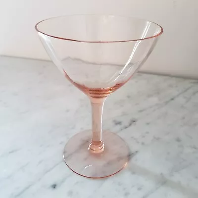 Buy Vintage Pink Depression Glass Coupe Cordial Glass Panel Design • 9.31£