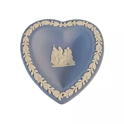 Buy Vintage Wedgwood Blue Jasperware - Heart Shaped Trinket Dish • 7.99£