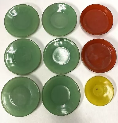 Buy Antique Lot Of Glass Green Plates Depression Era Lot Of 9 • 7.87£