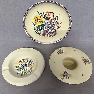 Buy Poole Pottery Classic Floral 3 Pieces Plate Ashtray Vase T5564 • 10£