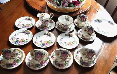 Buy Vintage 1920/30's 21 Piece Queen Anne Tea Set  : Pansy / Spring Melody • 450£