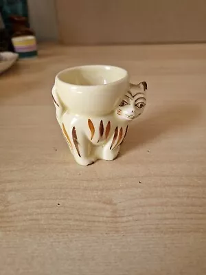 Buy Vintage Keele Street Pottery Hand Painted Stripey Cat Egg Cup • 8.25£