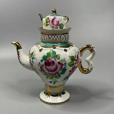 Buy Lomonosov Teapot Samovar Roses Russian Porcelain Handpainted Kitchen Décor • 89.90£