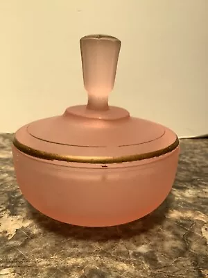 Buy Vintage NEW MARTINSVILLE Powder Vanity Jar Pink Satin Depression Glass Art Deco • 17.70£