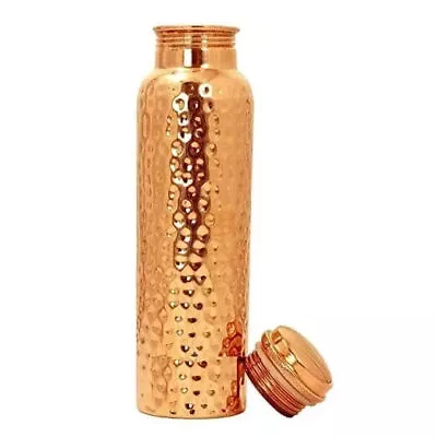 Buy Hammered Copper Bottle Water Vessel For Drinking Home Health Benefits 1000 Ml • 19.45£
