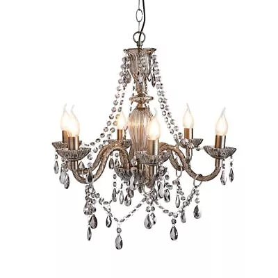 Buy Litecraft Chandelier Crystal Effect Ceiling E14 Candle 3 Arm - Pewter Clearance  • 89.99£