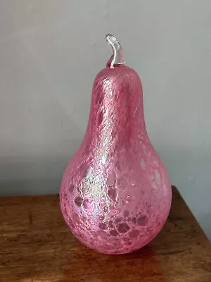 Buy VINTAGE HERON Pink Art Glass Pear Fruit Paperweight 13cm • 25£