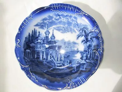 Buy Antique Flow Blue Transfer Ware Bowl With An Indian Scene 9.75  In Diameter. • 1.99£