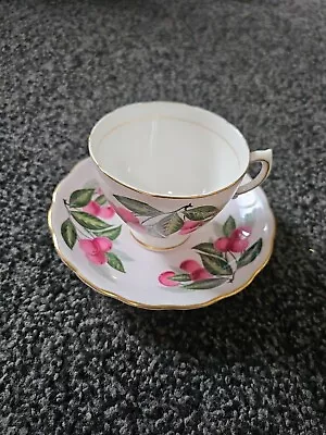 Buy Vintage Colclough England CHERRIES Bone China Tea Cup & Saucer Set 4 Of 4 • 4.99£