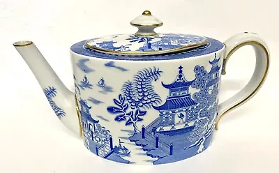 Buy Antique Victorian  Royal Worcester Teapot Light Blue & White Willow Pattern 1884 • 145£