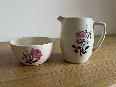 Buy New Devon Pottery Newton Abbott Handmade Floral Creamer And Sugar Bowl • 5.98£