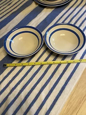 Buy T & G Green BLUE WHITE STRIPED Cornish Ware Cereal Bowls SET 2  England • 23.30£