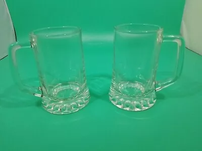 Buy Cut Glass Tankard Style Glass X2 Pretty Pattern On Base Half Pint Vintage Pair  • 9£