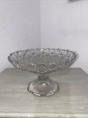 Buy VINTAGE CUT GLASS CAKE STAND BUTTON AND DAISY DESIGN 20cm Diameter • 14£