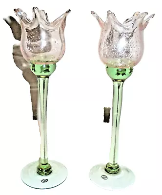 Buy Glass Pink Tulip W/long Stem Votive Candle Holder, Handblown, 10  Tall, Set Of 2 • 13.98£