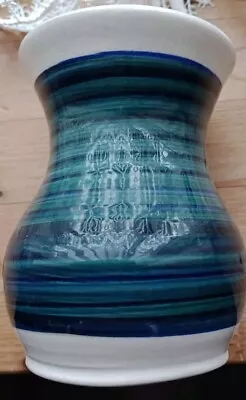 Buy Vintage Dragon Studio Pottery Vase From Rhayader Wales Blue Small Vase • 9£