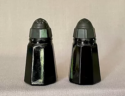 Buy Pair Vintage Deep Amethyst/Black Glass Salt & Pepper Shakers - Owens Illinois • 13.97£