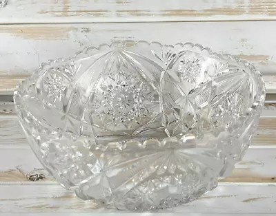 Buy Early American Pattern Glass EAPG Clear Crystal Cut Glass Sawtooth Rim Bowl 8.5  • 13.97£