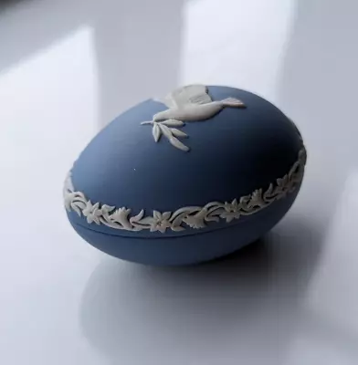 Buy Wedgwood Blue Jasperware Egg Trinket Pot/Box With Lid - Dove 1977 - Collectable • 10£
