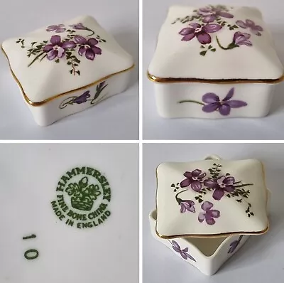 Buy Hammersley Violet Pattern Rectangular Lidded China Trinket Box  6.1 X 5 X 3cm • 6.99£