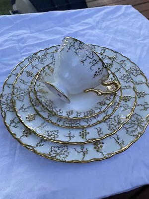 Buy ROYAL CROWN DERBY VINE Gold & White Service For Seven W/ Cream Bowls=49 Pcs • 1,118.32£