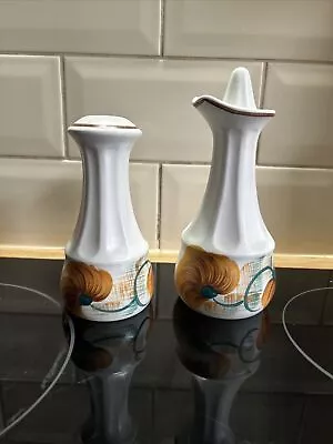 Buy Edward Radford Pottery 2 Piece Cruet  Salt Cellar Oil HANDPAINTED. 50'S DESIGN • 5£