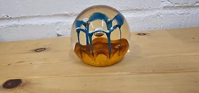 Buy Stunning Vintage Caithness Art Glass Paperweight Titled 'Maydance' - Blue & Gold • 2.72£