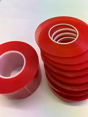 Buy Clear D/s Polyester Red Mop Liner Glass Plastic Bond Tape 50M All Sizes +sample • 2.61£