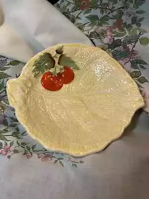 Buy Vintage Royal Crown Devon Fieldings Primrose Yellow Round Leaf Plate With Tomato • 7.99£