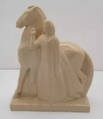 Buy Geza Devegh Beige Porcelain Art Deco Horse & Maiden Figurine Lamberton Scammell • 186.38£