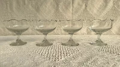 Buy 4 Vintage Glass Dessert Bowls, Ice Cream, Fruit Salad Cocktail Sundae Dishes • 12£