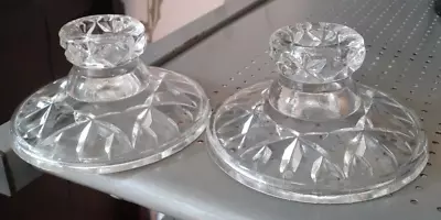 Buy Vintage Pair Of Crystal Glass Candle Holders 2 Inch Tall • 13.99£