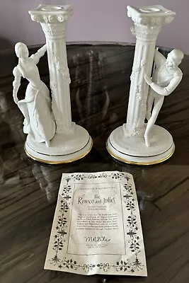 Buy The Romeo & Juliet Candlesticks Fine Porcelain 1986 The Franklin Mint, Authentic • 24.99£