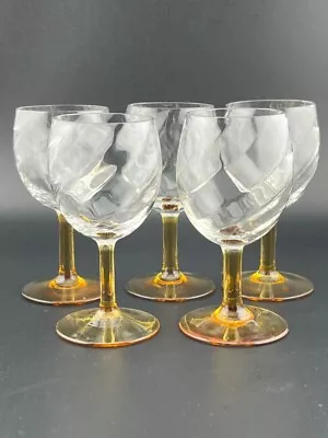 Buy Vintage Retro Amber Glass Drinking Glasses X 5 Retro 1970's Bar • 12.99£